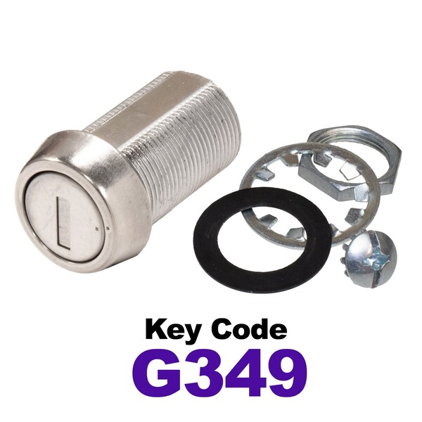 Global RV SS Compartment Lock, Cam/Blade Style, 1-1/8in Threaded Barrel, Blades not Included, Keyed to G349 CLB-349-118-SS - main